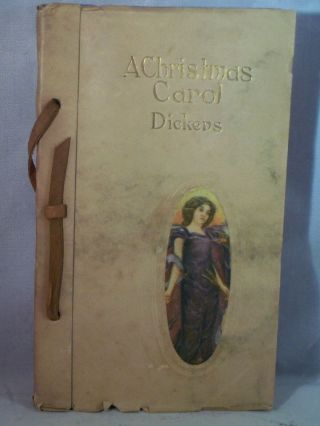 Vintage A Christmas Carol By Charles Dickens Suede Binding With Gold Glit 145 Pg