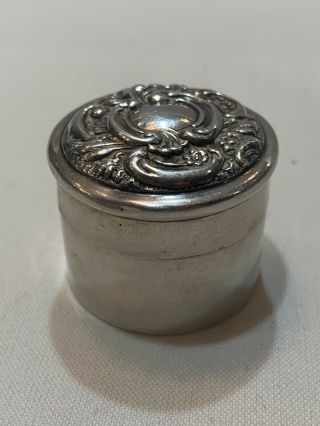 Antique Sterling Silver English Snuff Or Pill Box Marked