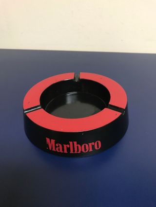 Vintage Marlboro Red And Black Ashtray 5” Promotional Souvenir Plastic Ash Tray