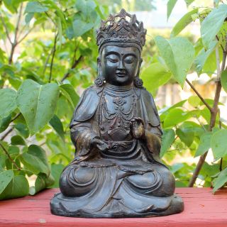 Antique Chinese Bronze Gilt Buddha Statue Ming Dynasty Style Figure
