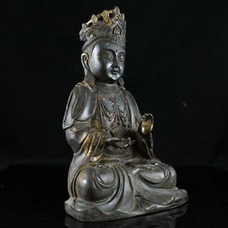 Antique Chinese Bronze GIlt Buddha Statue Ming Dynasty Style Figure 2