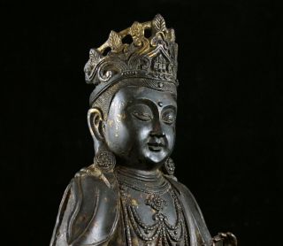 Antique Chinese Bronze GIlt Buddha Statue Ming Dynasty Style Figure 3