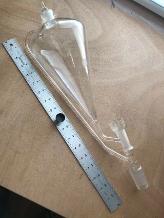 Vintage Pyrex Lab Glass 1000ml Addition Funnel With Pressure Equalizing Arm