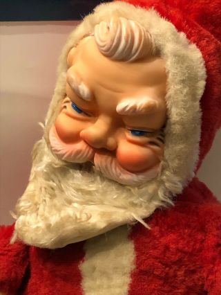 Vintage 60’s Christmas Santa Doll Plastic Face Hands Boots Fabric Body