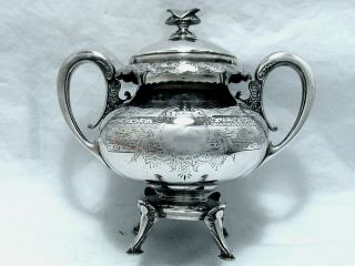 1865 Aesthetic Repousse Heavy Ornate Wilcox Silver Quadruple Massive Tea Caddy