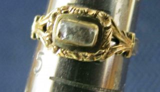 Antique 19th Century Gold Ladies Mourning Ring With Braided Hair