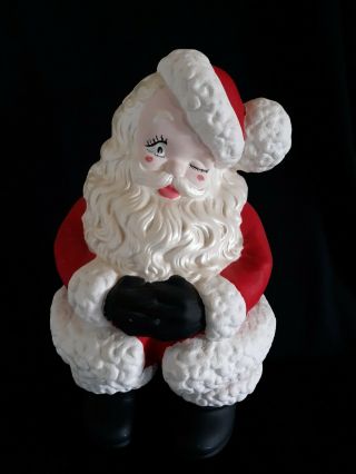 Vintage Atlantic Mold 16 " Winking Santa Claus Ceramic Christmas Figure