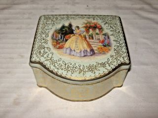Vintage Gibsons Confectionery Perth 1 Lb Bow Front Crinoline Lady Lithograph Tin