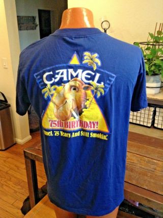 Vintage 1988 Joe Camel 75th Birthdaynavy Blue T - Shirt Xl Tobacco Collectible