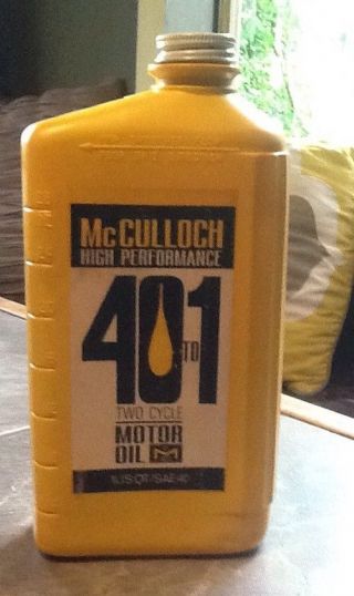 Mcculloch High Performance 40 To 1 Two Cycle Motor Oil Plastic Vintage Bottle
