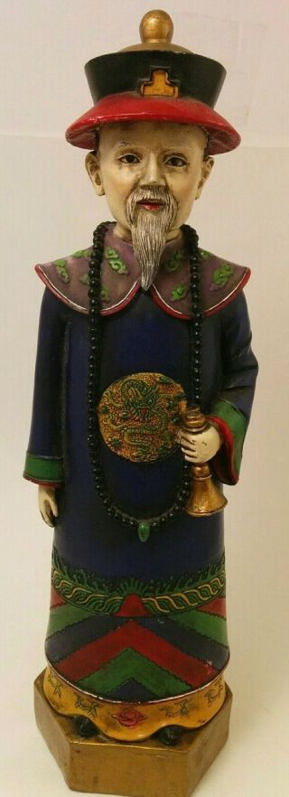 Vintage Emperor Figure Statue Qing Style Chinese Hand Painted
