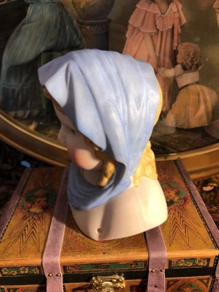 Rare Gorgeous Antique German BLUE SCARF Parian Doll Head.  Head Only 2