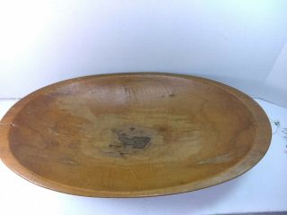 Antique - Primitive Hand Hewn Dough Bowl With Old Repair Well