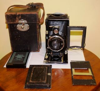 Vintage Voigtlander Avus Folding Plate Camera & Skopar 10.  5cm F/4.  5 & Accessorie