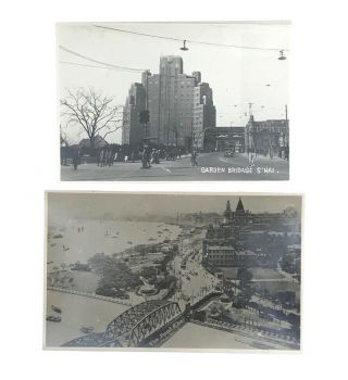 The Bund,  Park Hotel & Garden Bridge Vintage Real Photo Postcards Rppc