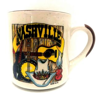 Vintage Nashville Mc Art Co.  Guitar Cowboy Hat Country Western Coffee Mug Cup