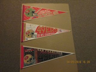 Nfl San Francisco 49ers Vintage 1988 1989 & 1994 Nfc Champions Football Pennants
