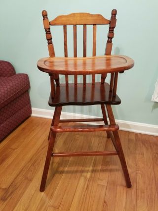 Wooden Vintage Baby High Chair,  Antique High Chair,  Jenny Lind,  Med Brown,  Cool
