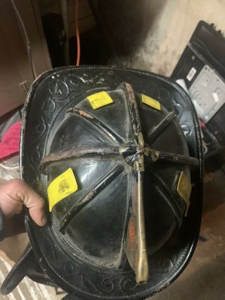 Vintage Leather Fireman Helmet Cairns & Brothers