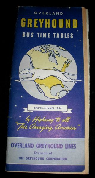 Vintage 1956 Greyhound Bus Time Tables/schedule - Looks Like The Entire Us