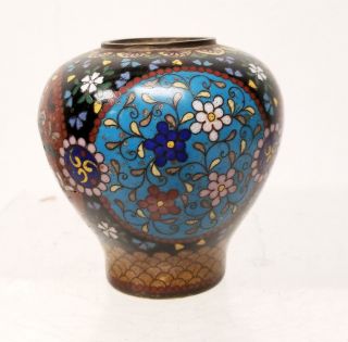Antique Japanese Vintage Cloisonne Jar Vase Enamel Gilt Copper