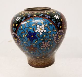 Antique Japanese Vintage Cloisonne Jar Vase Enamel Gilt Copper 3