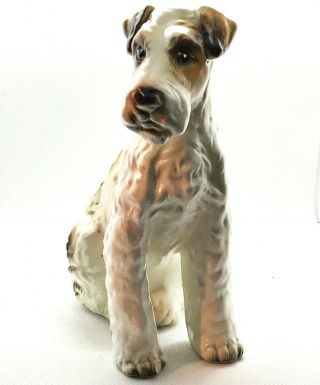 Vintage Airedale Dog Figurine Porcelain Ceramic Wire Terrier 7 " Tall 8326/8370