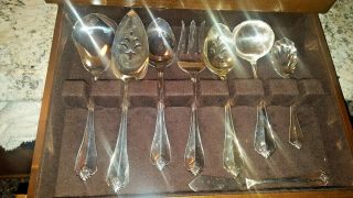 56 pc Set Rogers Oneida Silverplate King James Flatware Fork Spoon Serving 2