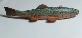 Vintage Fish Decoy Lure Ice Fishing Spearing 8 " Trout Hand Carved & Painted