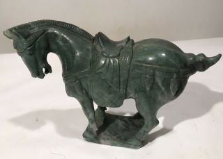 Antique Jade Chinese War Horse Hand Carved 9x7x3” 4 Lbs