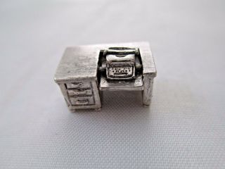Vintage Sterling Silver Typewriter Desk Charm Pendant Movable Roll Top 896b