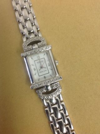 Vintage Ecclissi 32375 Sterling Silver Diamond Watch 925 Case And Band 6 1/2 " L