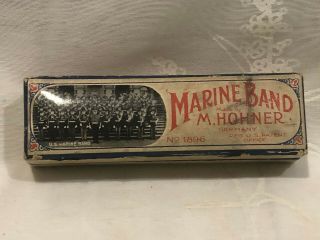 Vintage Marine Band Harmonica Made By M.  Hohner Germany No.  1896 In Orig.  Box 1