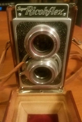 Vintage Ricoh Ricohflex Tlr 120 Film Box Camera W/original Case