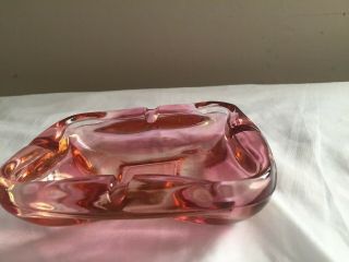 Vintage Pink Glass Ashtray Mid Century Modern MCM Carnival Glass 2