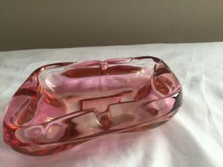 Vintage Pink Glass Ashtray Mid Century Modern MCM Carnival Glass 3