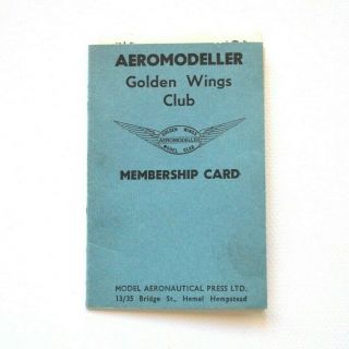 Vintage Antique 50´s /60´s Aeromodeller Golden Wings Model Club Membership Card