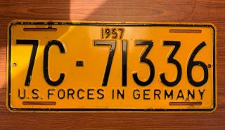 Vintage U.  S.  Forces In Germany 1957 License Plate