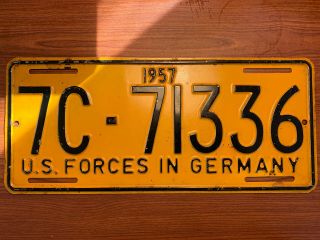 Vintage U.  S.  Forces In Germany 1957 License Plate 2