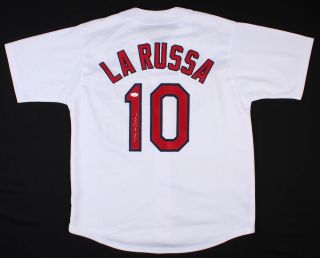 Tony Larussa Signed 10 St Louis Cardinals Xl Jersey W/ Jsa
