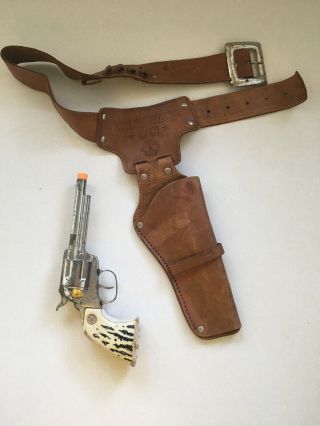 Vintage Fanner 50 Leather Holster By Mattel W/ Toy Nichols 250 Cap Gun