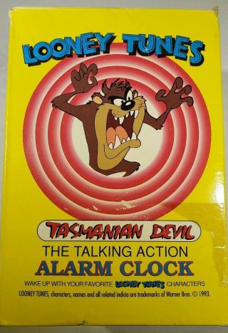 Vtg.  Tazmanian Devil Looney Tunes Tornado Alarm Clock - And Instr