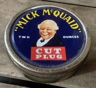 Vtg 30s - 40s Mick Mcquaid 2 Oz Tobacco Pipe Tin Can Pj Carroll & Company Ireland
