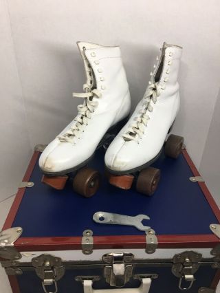 Vintage Chicago Hyde Leather Womens Roller Skates Size 8 Kwitite Wheels