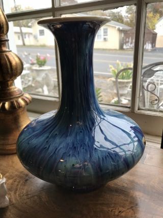 Stunning Antique/vintage Chinese Purple & Blue Flambe Sang De Boeuf 10” Vase