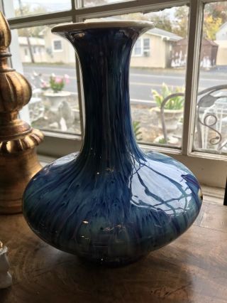 Stunning Antique/Vintage Chinese Purple & Blue Flambe Sang de Boeuf 10” Vase 2