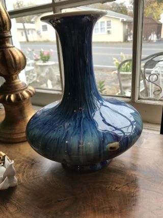 Stunning Antique/Vintage Chinese Purple & Blue Flambe Sang de Boeuf 10” Vase 3