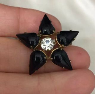 Vintage Jewellery Victorian French Jet Flower Mourning Brooch