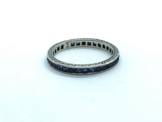 Antique Art Deco 1920s Solid Sterling Silver Sapphire Full Eternity Ring Size N