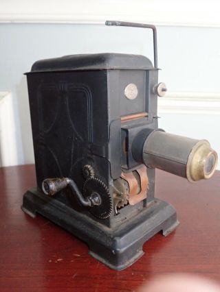 Scarce Antique Magic Lantern Projector By Ernst Plank Hand Crank Movies Reel
